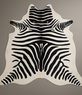 Genuine Leather Rug with Animal Print Screen Printing – Zebra