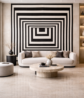 FD222E – GEO | Geometric Minimalist Leather Rug